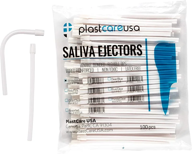 Chairside Saliva Ejectors. Case of 1,000, White tip, Disposable