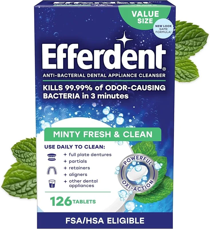 Clearcurrent Retainer Tabs. 126 tablets, Mint, Retainers and dentures