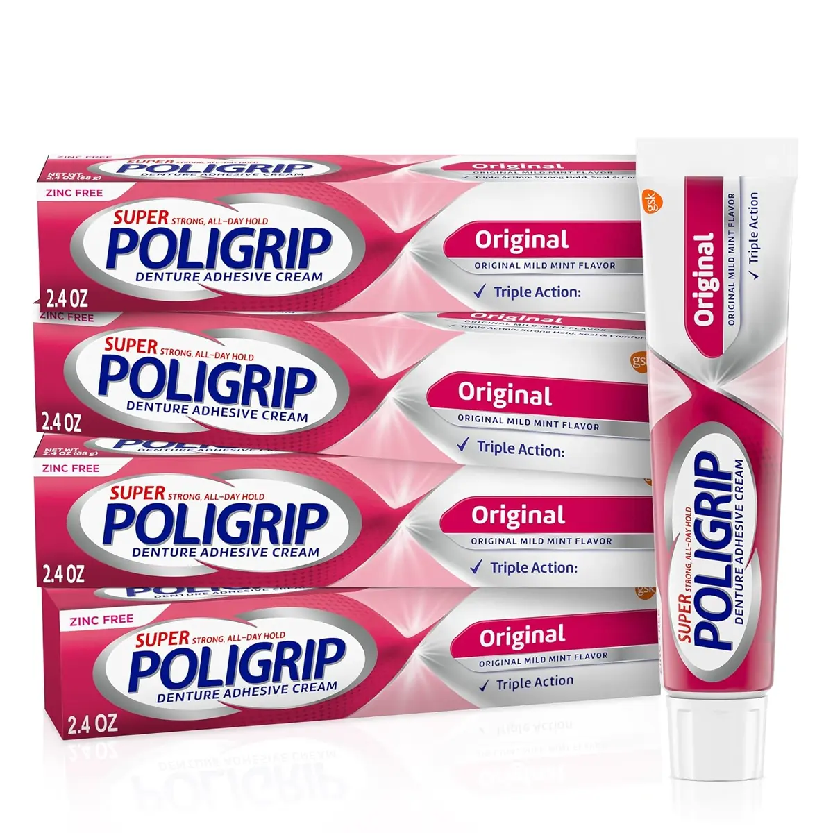 Cove Grip Cream. 4 tubes, 2.4 oz each, Zinc-free