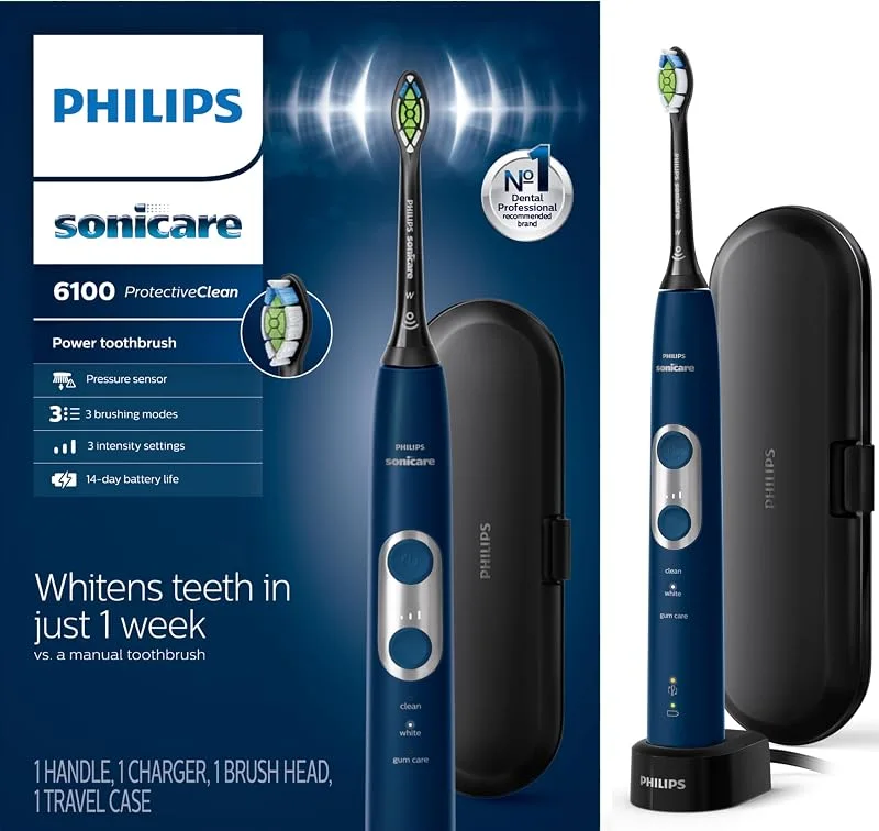 Deepcurrent Sonic Brush. Navy handle, Pressure sensor, Rechargeable
