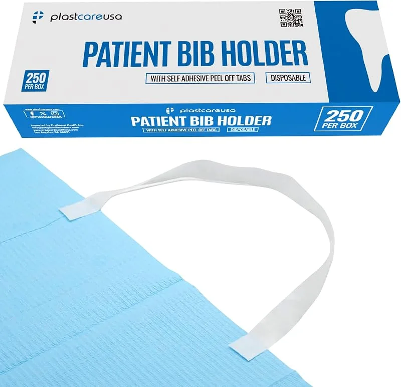 Disposable Bib Straps. 250 holders, Single-use, No chain