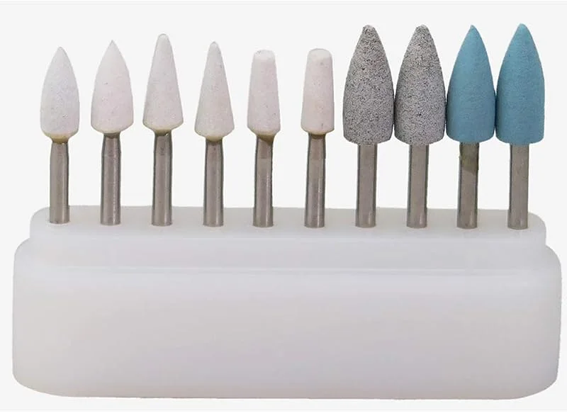 Finishing Bur Kit. 12 carbide burs, Composite finishing, Bur block
