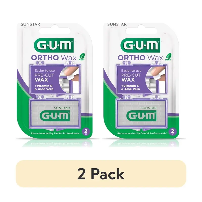 (4 pack) GUM Orthodontic Wax for Braces & Dental Devices- Vitamin E & Aloe Vera, Mint Flavor (Pack of 2). 4 pack, Mint