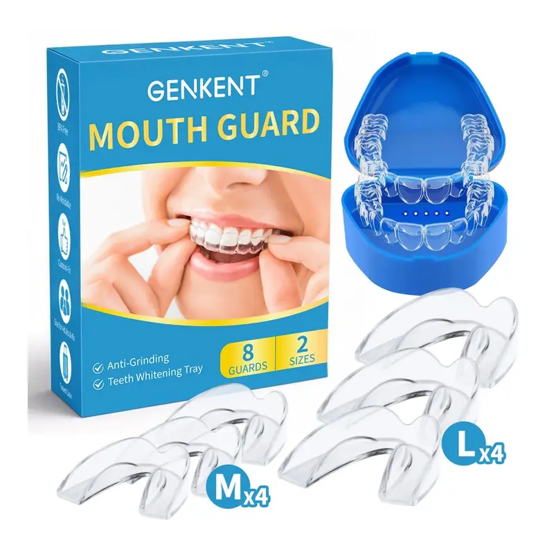 GENKENT Mouth Guard for Clenching Teeth at Night, 2 Size Moldable Dental Guard for Teeth Grinding for Adults & Kids, 8 Pcs. 8 pieces, 2 sizes, Night guard
