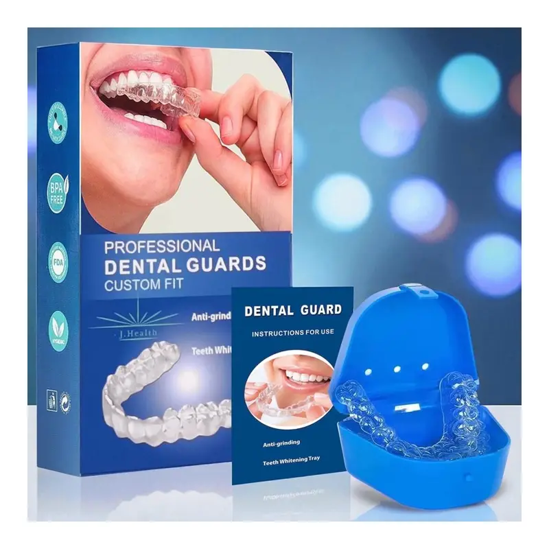 J.Health Dental-Grade Night Guard for Teeth Grinding 4 Moldable Sizes, Custom-Fit Bruxism Mouth Guard for Nighttime Teeth Clenching & Comfort (Includes Storage Case). Travel cover, Night guard