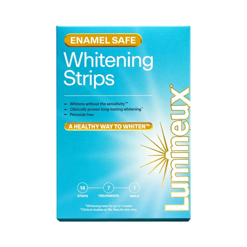 Lumineux Enamel-Safe & Peroxide-Free Teeth Whitening Strips, Dentist Formulated, 7-Pack. 7 pack, Whitening strips