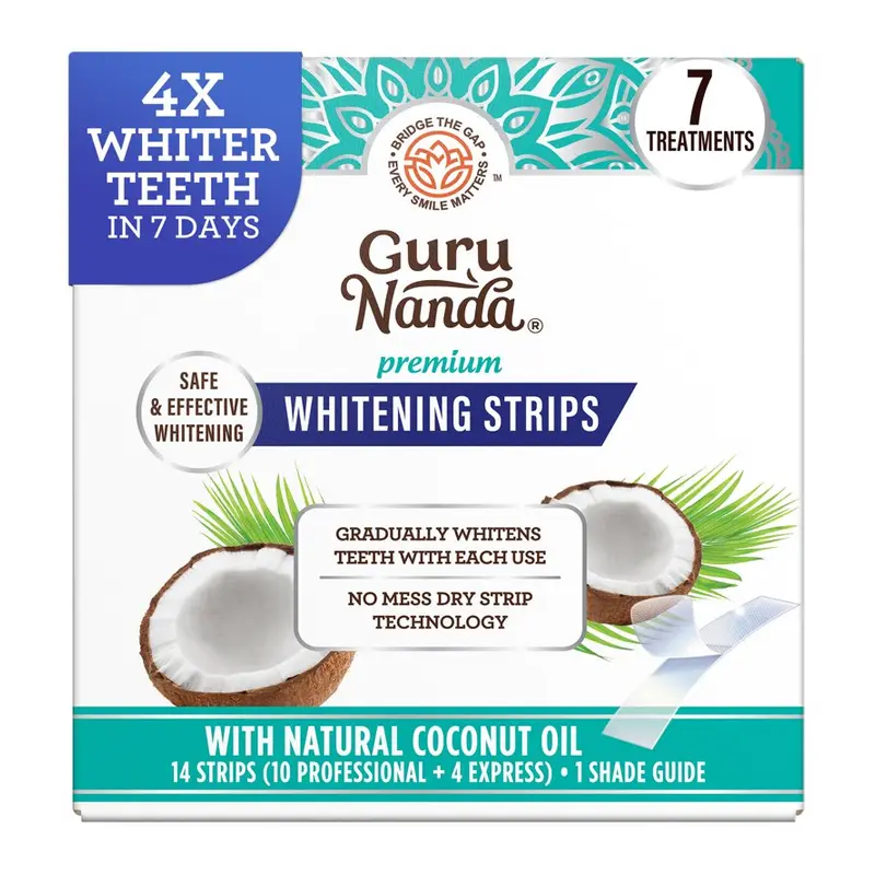 GuruNanda Teeth Whitening Strips - Non-Slip Dry Strip Technology - Clinically Tested , 7-Day Treatment. 7-day treatment, Whitening strips
