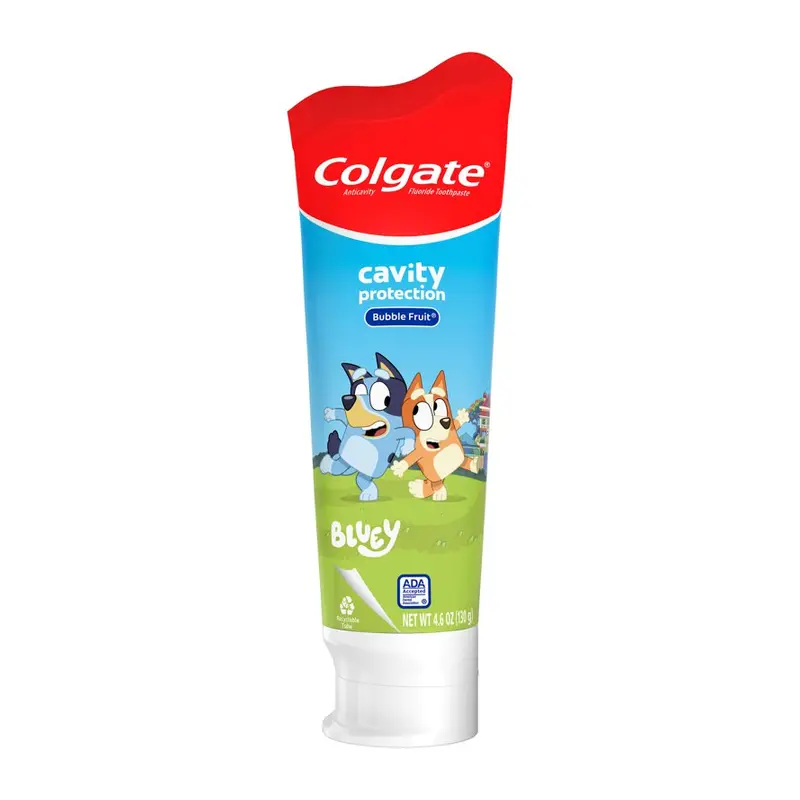 Colgate Bluey Anticavity Fluoride Kids Toothpaste, Ages 2+, Bubblegum Fruit Flavor, 4.6 oz. 4.6 oz, Fluoride, Kids