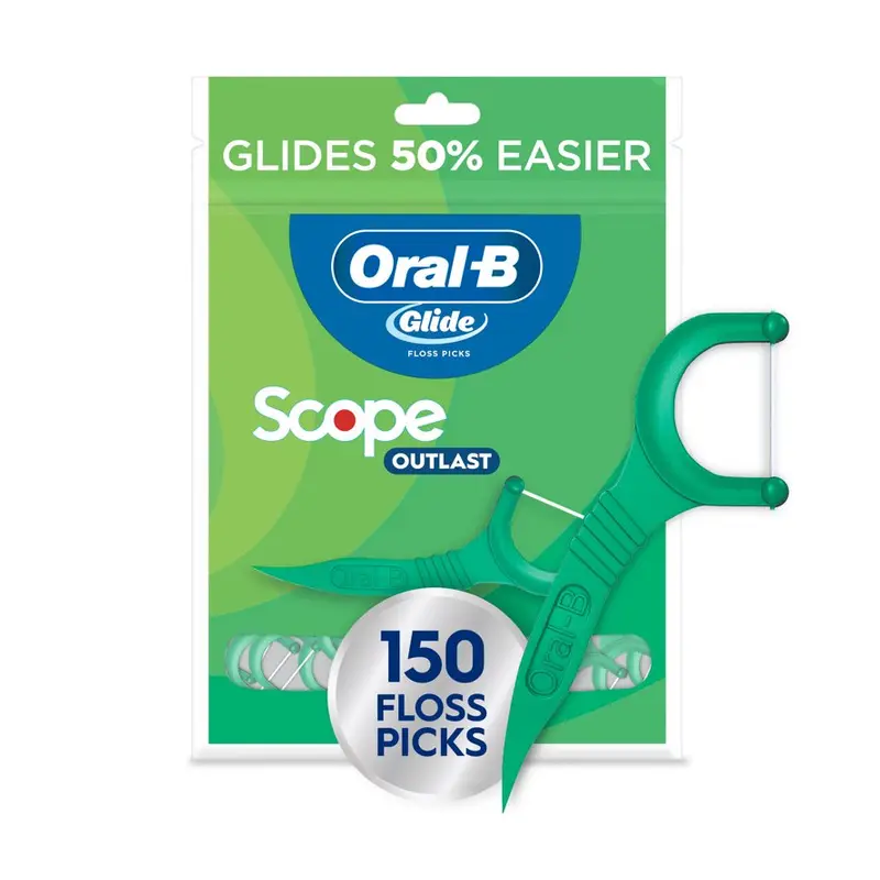Oral‑B Floss, Glide Mint Floss Picks with Scope, 150 Count. 150 Count, Mint