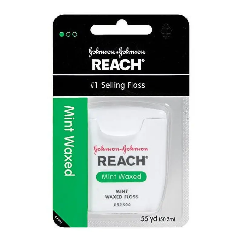 6 Pack Johnson & Johnson REACH Dental Floss Mint Waxed Floss 55 Yards Each. 6 pack, Waxed, Mint