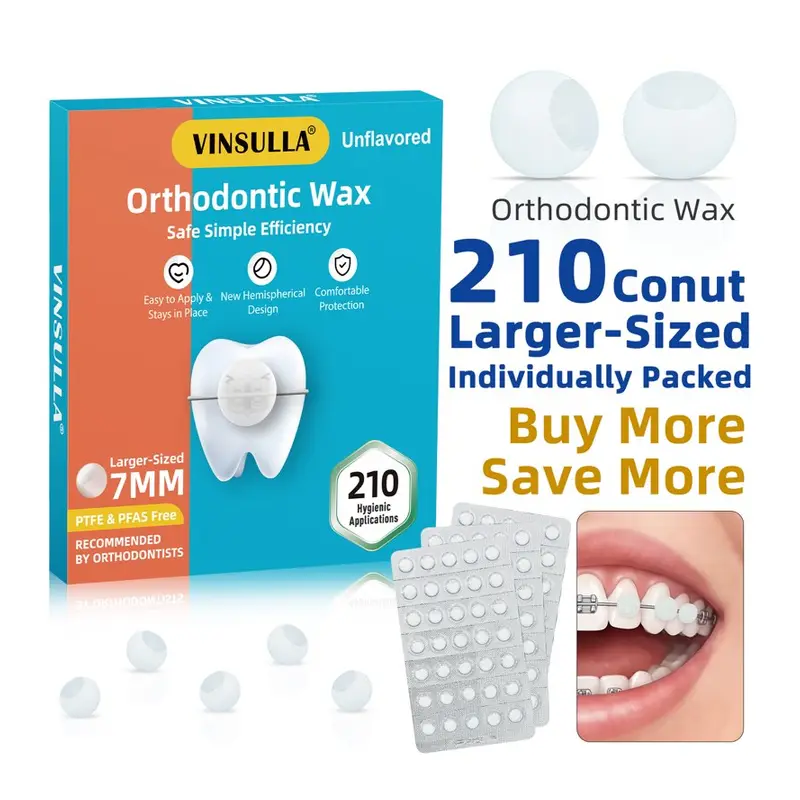 Orthodontic Wax for Braces 210 Large Dots Individually Wrapped Unflavored 7mm Dental Wax. Walmart listing, Oral care