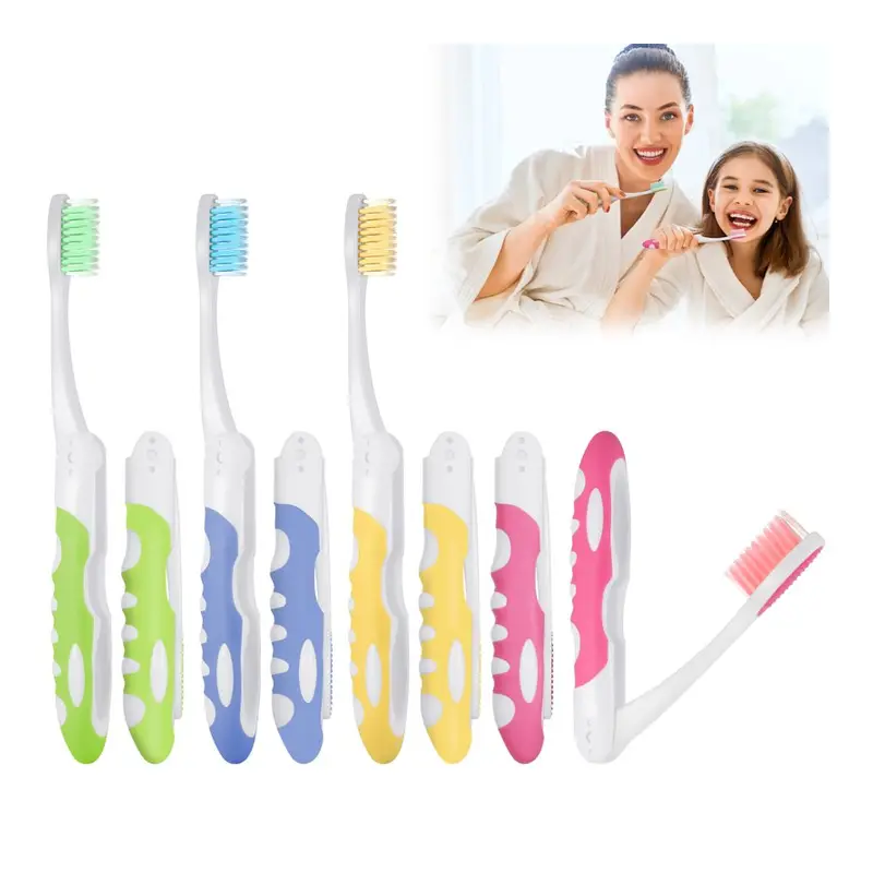 Abaima 8-Piece Portable Folding Toothbrush, Built-in Protective Cover, Soft Bristles for Travel and Daily Use. Travel cover, Folding, Travel size