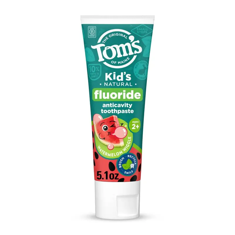 Tom’s of Maine Watermelon Wiggle Kids Toothpaste with Fluoride, 5.1 Oz. 5.1 oz, Fluoride, Kids