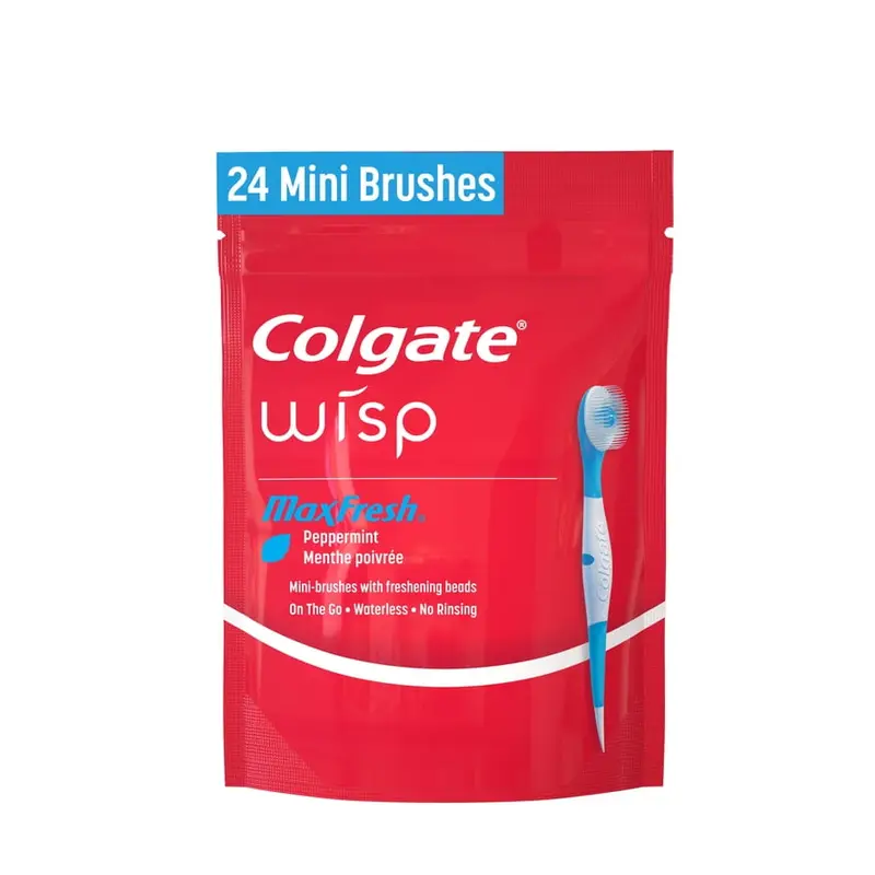 Colgate Max Fresh Wisp Disposable Mini Travel Toothbrushes, Peppermint, 24 Count. 24 Count, Travel size