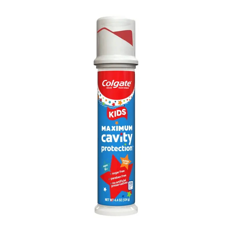 Colgate Kids Cavity Protection Toothpaste with Fluoride, Mild Bubble Fruit, 4.4 oz Pump. 4.4 oz, Fluoride, Kids