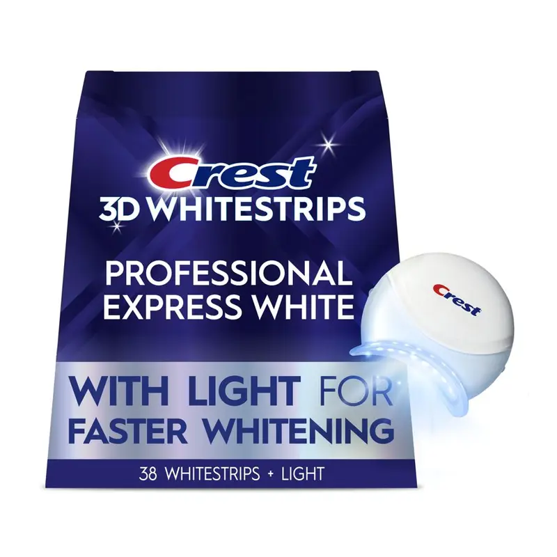 Crest 3DWhitestrips at Home Teeth Whitening Kit, Professional Express + Whitening Light, 1 Light + 19 Treatments, 38 Strips. 19 Treatments, Whitening strips