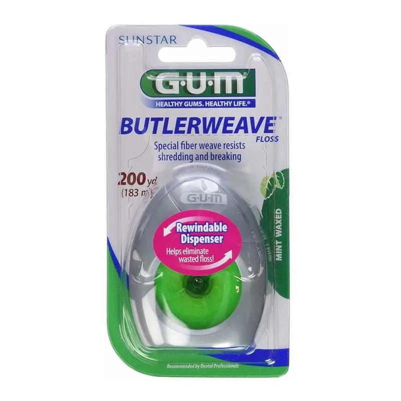 G-U-M Butlerweave Wax Dental Floss, Mint, 200 yds Each. 200 yards, Mint