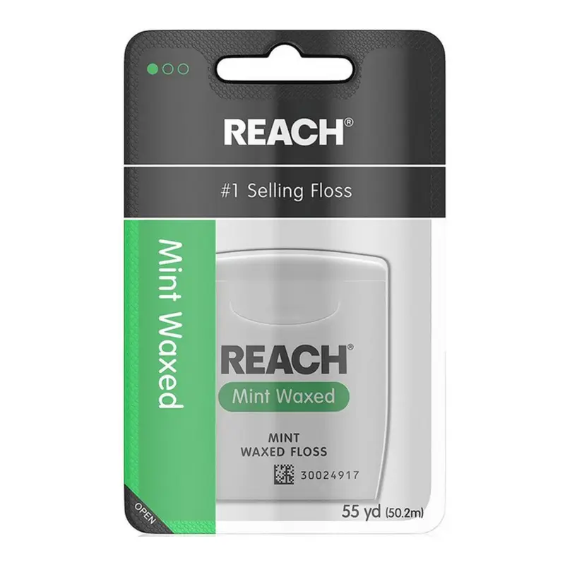 REACH Mint Waxed Floss, 55 Yards (Pack of 3). 55 yards, Waxed, Mint