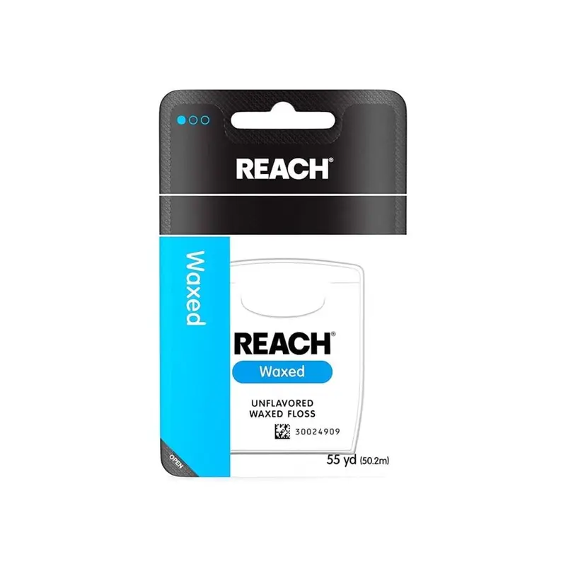 Reach Unflavored Waxed Dental Floss, Oral Care, ADA Accepted, 55 yds. 55 yards, Waxed