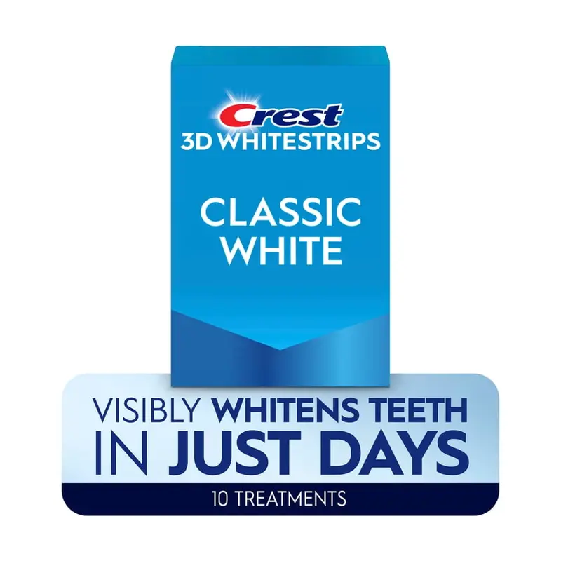 Crest 3DWhitestrips at Home Teeth Whitening, Classic White, 10 Treatments, 20 Strips. 10 Treatments, Walmart listing