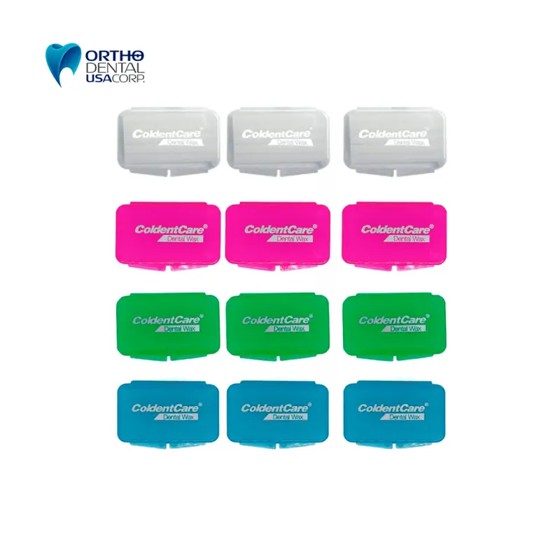 Orthodontic Braces Wax for Braces and Aligners Wax Strips, Multicolor cases, 12 Pack with storage case - 60 wax strips. 12 pack, Travel cover