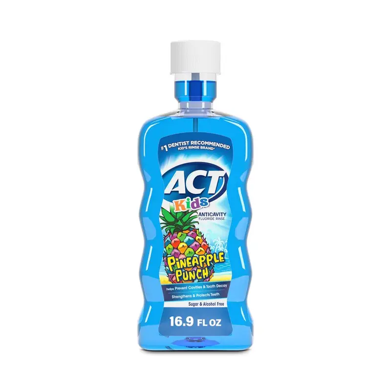 ACT Kids Anticavity Fluoride Mouthwash, Pineapple Punch, 16.9 fl. oz.. 16.9 fl. oz, Fluoride
