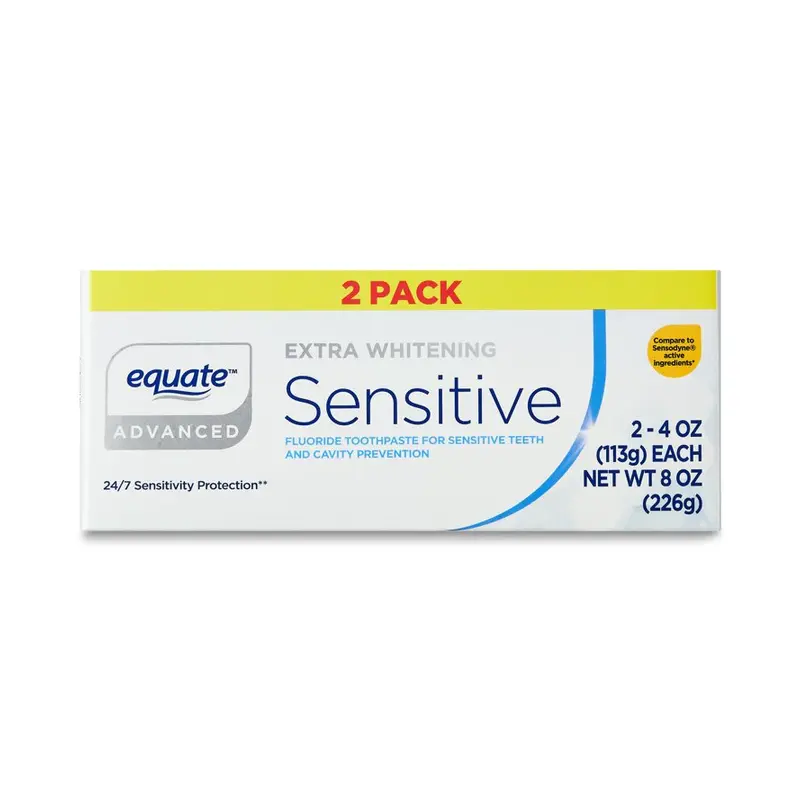 Equate Advanced Extra Whitening Sensitive Toothpaste, 4 oz, 2 Pack. 4 oz, 2 Pack